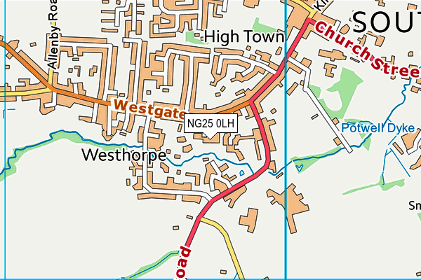 NG25 0LH map - OS VectorMap District (Ordnance Survey)