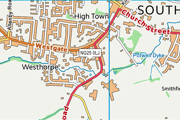 NG25 0LJ map - OS VectorMap District (Ordnance Survey)