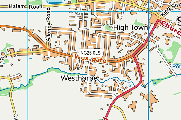 NG25 0LS map - OS VectorMap District (Ordnance Survey)