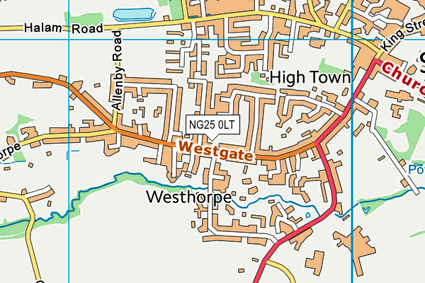 NG25 0LT map - OS VectorMap District (Ordnance Survey)