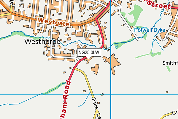 NG25 0LW map - OS VectorMap District (Ordnance Survey)