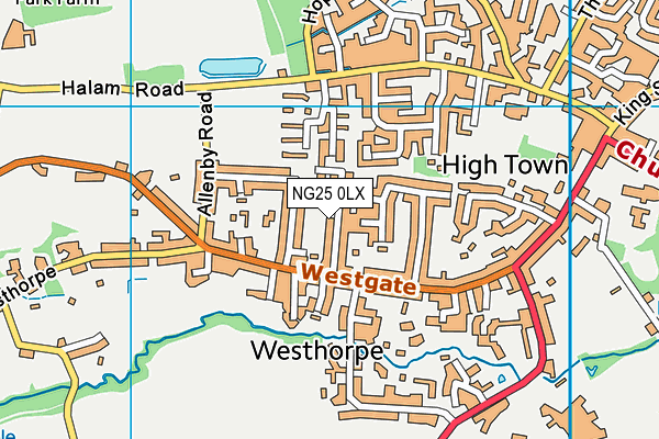 NG25 0LX map - OS VectorMap District (Ordnance Survey)