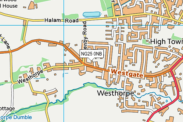 NG25 0NB map - OS VectorMap District (Ordnance Survey)