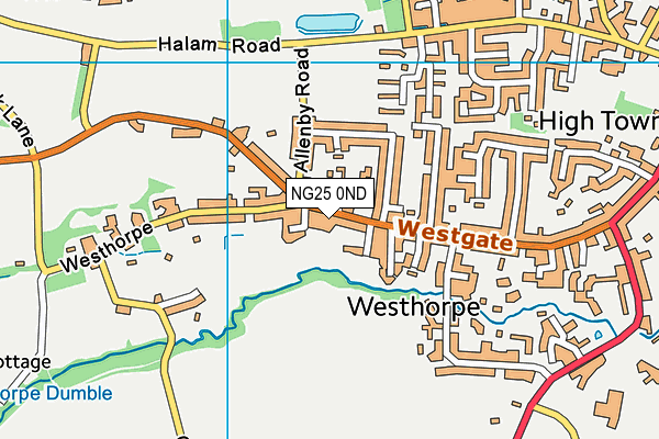 NG25 0ND map - OS VectorMap District (Ordnance Survey)