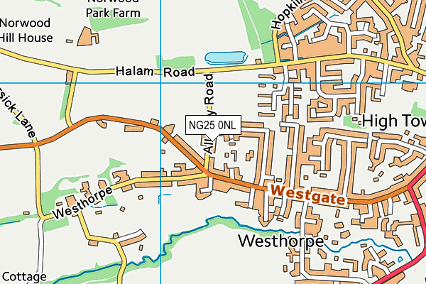 NG25 0NL map - OS VectorMap District (Ordnance Survey)