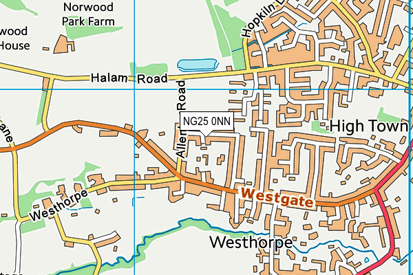 NG25 0NN map - OS VectorMap District (Ordnance Survey)