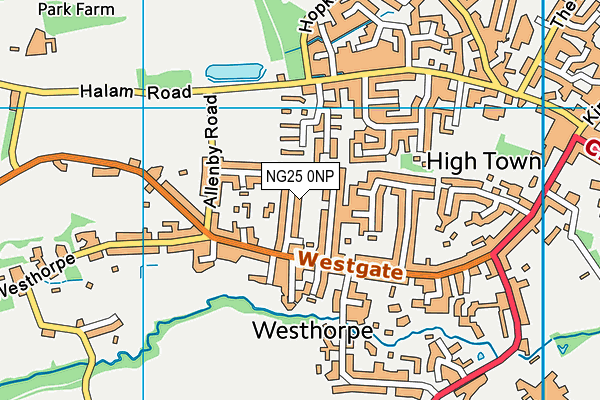 NG25 0NP map - OS VectorMap District (Ordnance Survey)