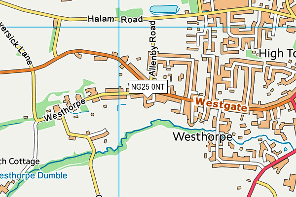 NG25 0NT map - OS VectorMap District (Ordnance Survey)