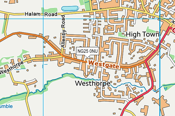 NG25 0NU map - OS VectorMap District (Ordnance Survey)