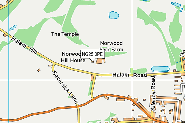 NG25 0PE map - OS VectorMap District (Ordnance Survey)