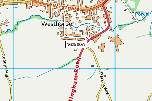 NG25 0QW map - OS VectorMap District (Ordnance Survey)