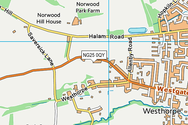 NG25 0QY map - OS VectorMap District (Ordnance Survey)