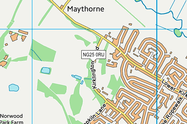 NG25 0RU map - OS VectorMap District (Ordnance Survey)