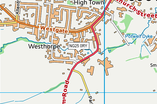 NG25 0RY map - OS VectorMap District (Ordnance Survey)