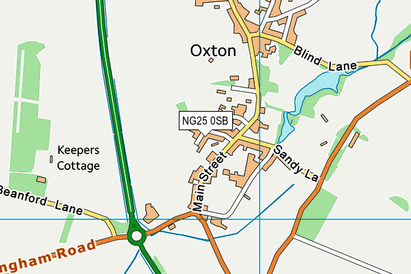 NG25 0SB map - OS VectorMap District (Ordnance Survey)