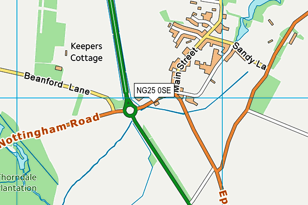 NG25 0SE map - OS VectorMap District (Ordnance Survey)