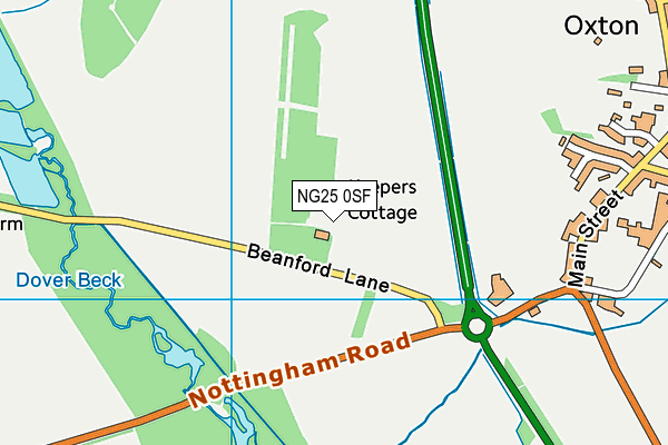 NG25 0SF map - OS VectorMap District (Ordnance Survey)