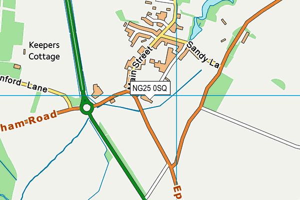 NG25 0SQ map - OS VectorMap District (Ordnance Survey)