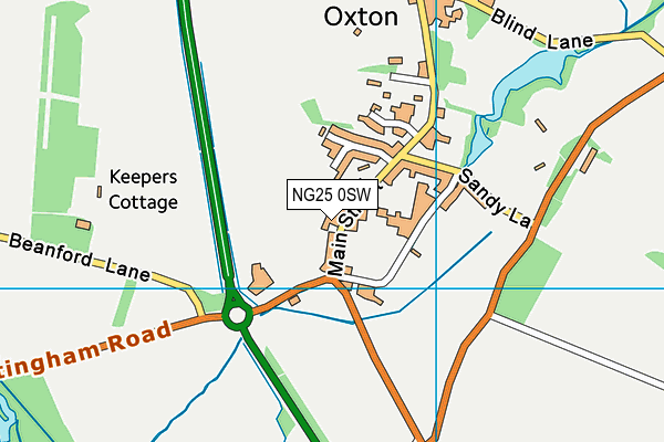 NG25 0SW map - OS VectorMap District (Ordnance Survey)