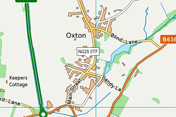 NG25 0TF map - OS VectorMap District (Ordnance Survey)