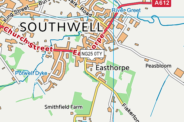 NG25 0TY map - OS VectorMap District (Ordnance Survey)