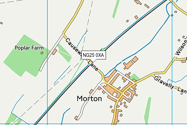 NG25 0XA map - OS VectorMap District (Ordnance Survey)