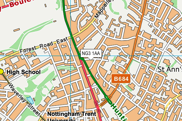 NG3 1AA map - OS VectorMap District (Ordnance Survey)