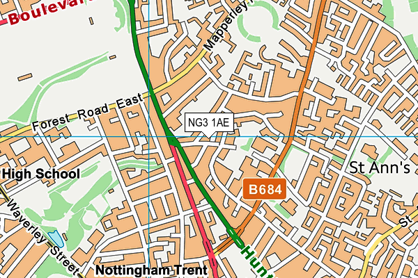 NG3 1AE map - OS VectorMap District (Ordnance Survey)