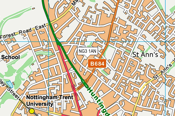 NG3 1AN map - OS VectorMap District (Ordnance Survey)