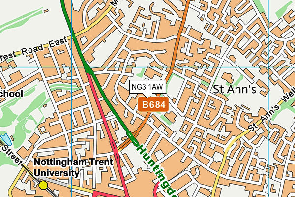 NG3 1AW map - OS VectorMap District (Ordnance Survey)