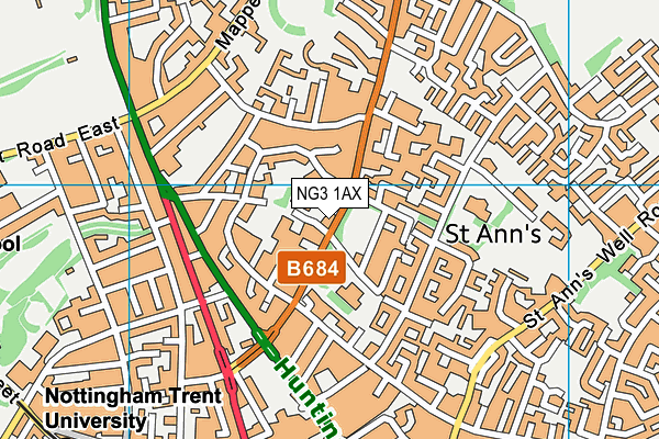 NG3 1AX map - OS VectorMap District (Ordnance Survey)