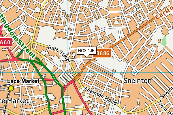 NG3 1JE map - OS VectorMap District (Ordnance Survey)