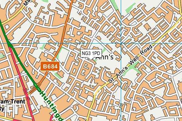 NG3 1PD map - OS VectorMap District (Ordnance Survey)