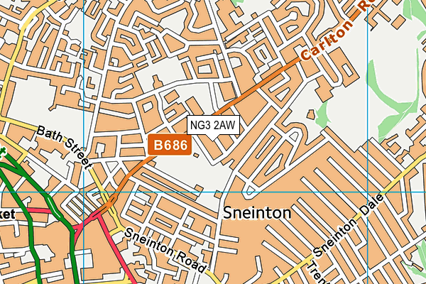 NG3 2AW map - OS VectorMap District (Ordnance Survey)