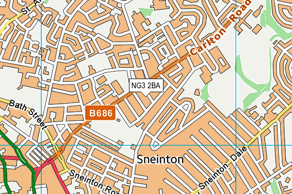 NG3 2BA map - OS VectorMap District (Ordnance Survey)