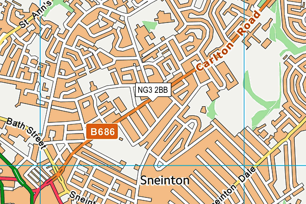 NG3 2BB map - OS VectorMap District (Ordnance Survey)