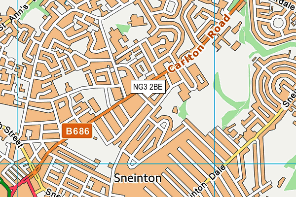 NG3 2BE map - OS VectorMap District (Ordnance Survey)