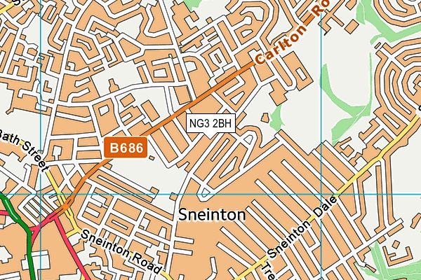NG3 2BH map - OS VectorMap District (Ordnance Survey)