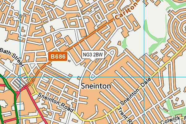 NG3 2BW map - OS VectorMap District (Ordnance Survey)