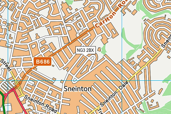 NG3 2BX map - OS VectorMap District (Ordnance Survey)