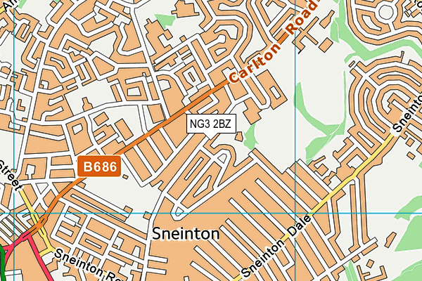 NG3 2BZ map - OS VectorMap District (Ordnance Survey)