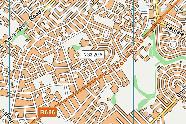 NG3 2GA map - OS VectorMap District (Ordnance Survey)