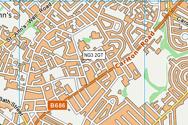 NG3 2GT map - OS VectorMap District (Ordnance Survey)