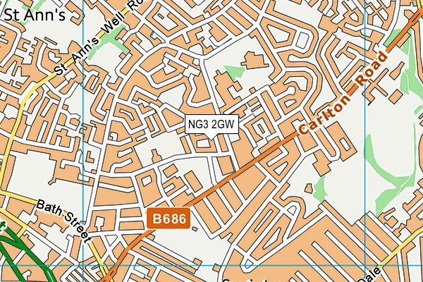NG3 2GW map - OS VectorMap District (Ordnance Survey)