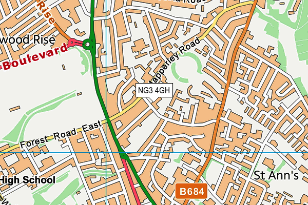 NG3 4GH map - OS VectorMap District (Ordnance Survey)