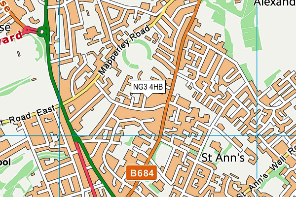 NG3 4HB map - OS VectorMap District (Ordnance Survey)