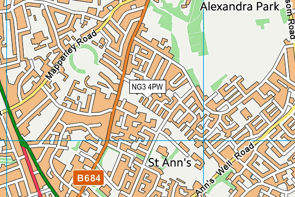 NG3 4PW map - OS VectorMap District (Ordnance Survey)