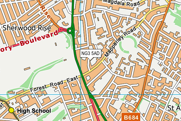 NG3 5AD map - OS VectorMap District (Ordnance Survey)