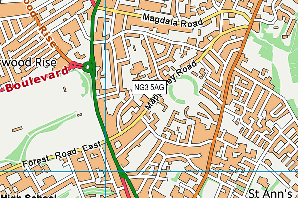 NG3 5AG map - OS VectorMap District (Ordnance Survey)