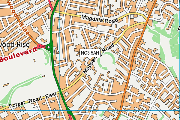 NG3 5AH map - OS VectorMap District (Ordnance Survey)